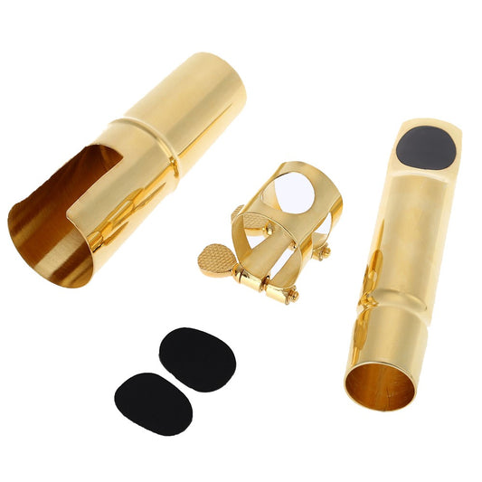 Gold Plated Metal Alto Saxophone Mouthpiece (5C/6C/7C/8C) with Cushions and Cap