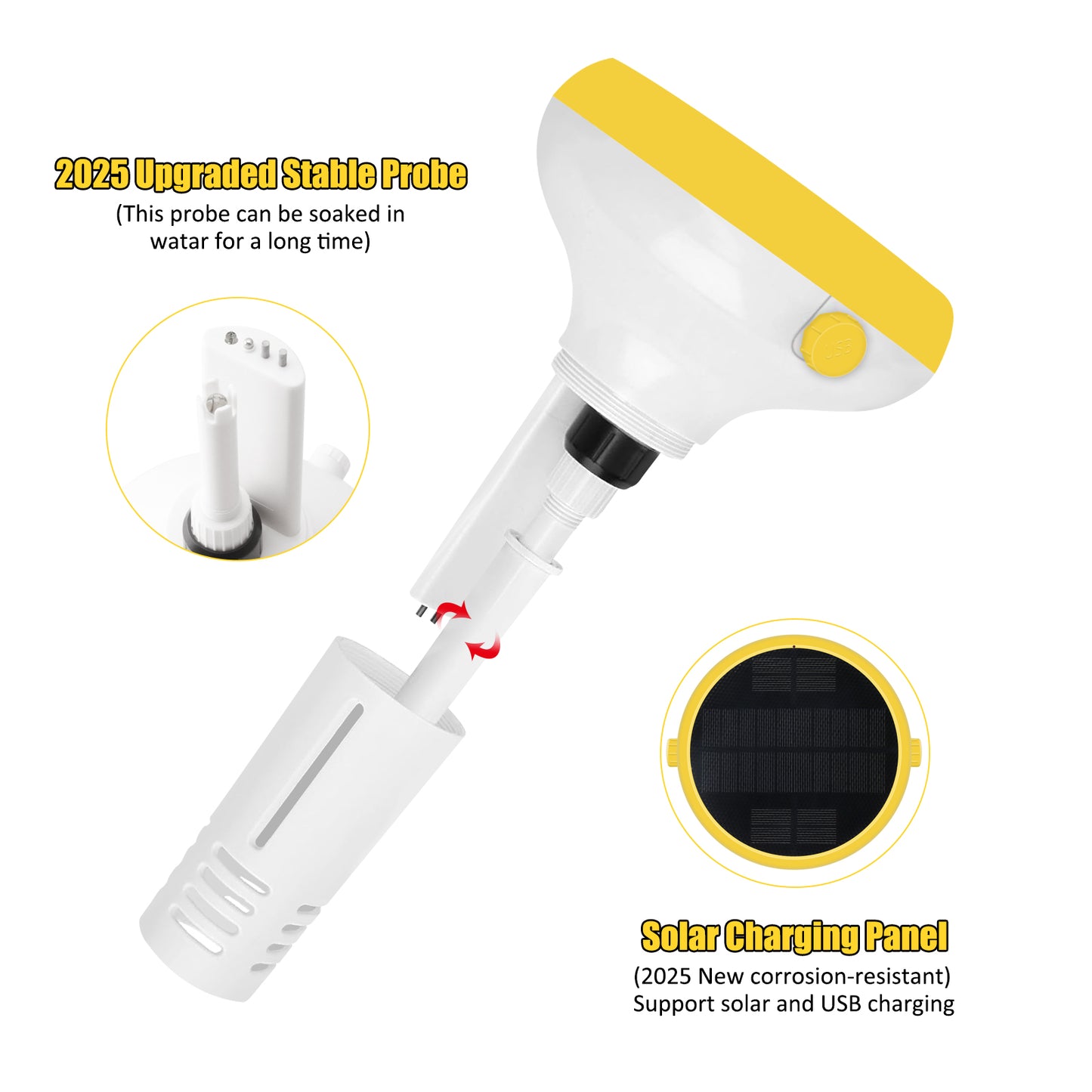 Solar-Powered Tuya Zigbee Pool Water Quality Tester – 7-in-1 Smart Floating Monitor (pH / Chlorine / ORP / Salinity / EC / TDS / Temperature)
